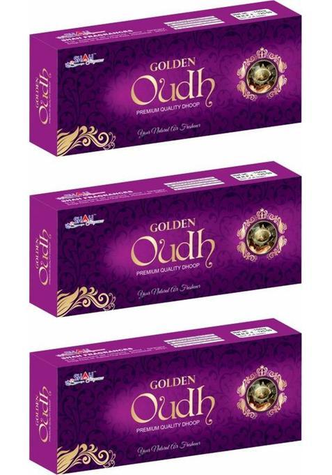 Shah Fragrances Golden Oudh Premium Dhoop Sticks Box (Pack Of 3)(100 Grams*3 Packs) (300 G, Set 3)