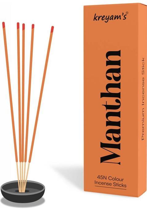 Kreyam'S Manthan Agarbatti Incense Sticks For Pooja Items Charcoal Free 45 80 Gms (42 Units, Set Of 1)