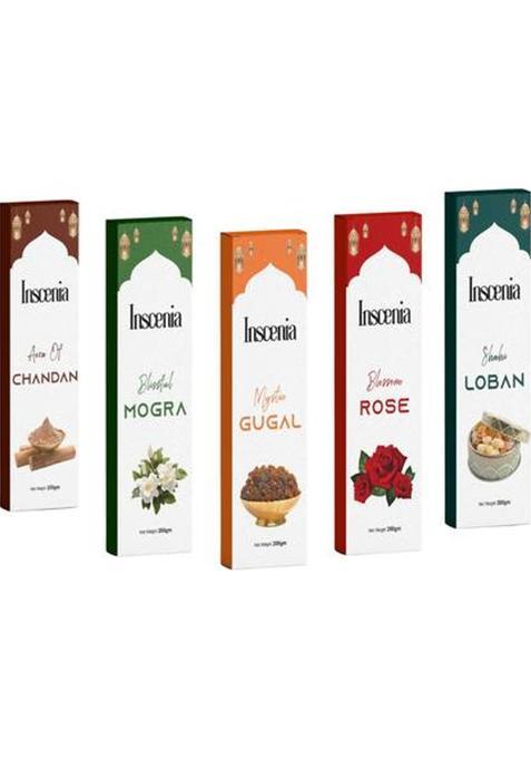 Inscenia Chandan,Rose,Loban,Mogra,Gugal Inscense Stick Combo 200Gm (1000 G, Set Of 5)
