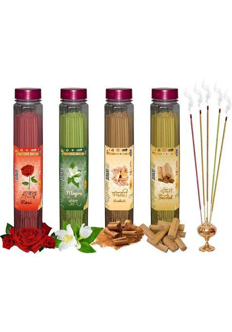 Shankh Rose, Mogra, Panchvati & Sandal (Chandan) Agarbatti (Incense Stick) Pack Of 400 Gram (100 + 100 100) Fragrances Panchvati, G, Set 4)