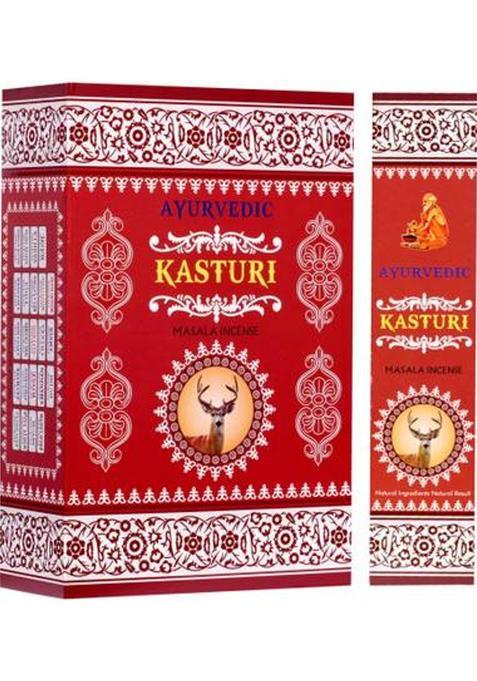 Ayurvedic Kasturi Premium Masala Incense Sticks (12 Packs Each Of 15 Sticks) (180 Units, Set 12)