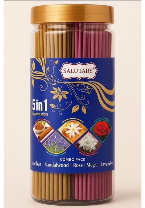 Salutary Multi Fregrances And Premium Collection Incense Sticks Combo Pack Agarbatti Lobhan, Sandalwood, Rose, Mogra, Lavender (400 G, Set Of 1)
