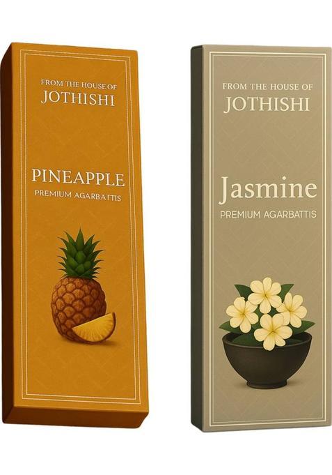 Jothishi Pineapple Jasmine Aroma Agarbatti Relaxing & Spiritual Incense Sticks Pineapple, (100 G, Set Of 2)