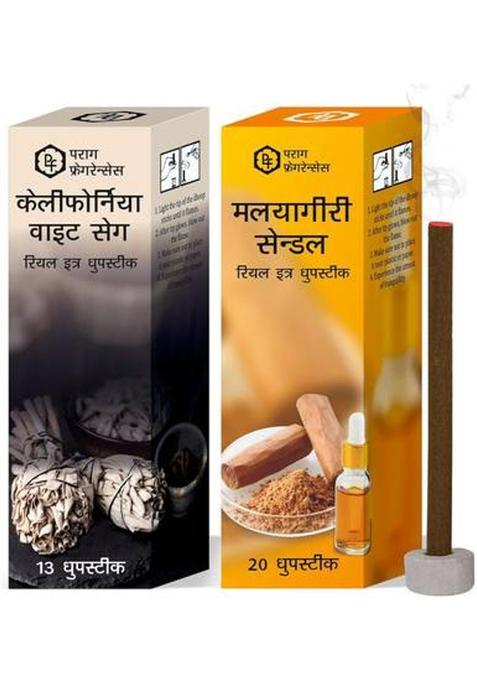 Parag Fragrances White Sage & Real Sandal Dhoop Sticks Sandalwood (100 G, Set Of 1)
