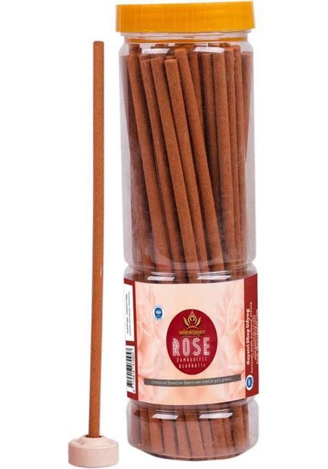 Aadishaktigayatri Rose Premium Bambooless Dhoop Agarbatti Stick (250 Gm Jar) 8 Inch Long Gulab Dhoopbatti Burning Time 1.5 Hours Highly Sented Charcoal Free G, Set Of 1)