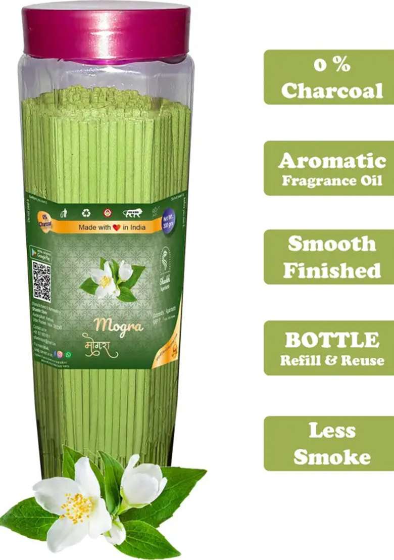 Green Spiritual Rose Pineapple & Sandal Agarbatti Pack Of 900 Gram (300 + 300 300) Fragrances Mogra Kesar Chandan G Set 3) - Indya