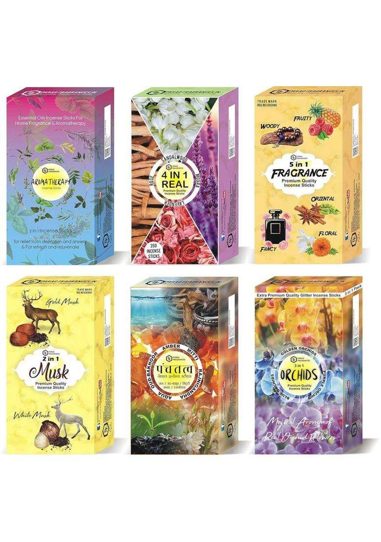 Parag Fragrances 5 In 1 Woody Floral Oriental Fancy Fruity Fragrance Incense Sticks Home (200 G Set Of 1) - Indya