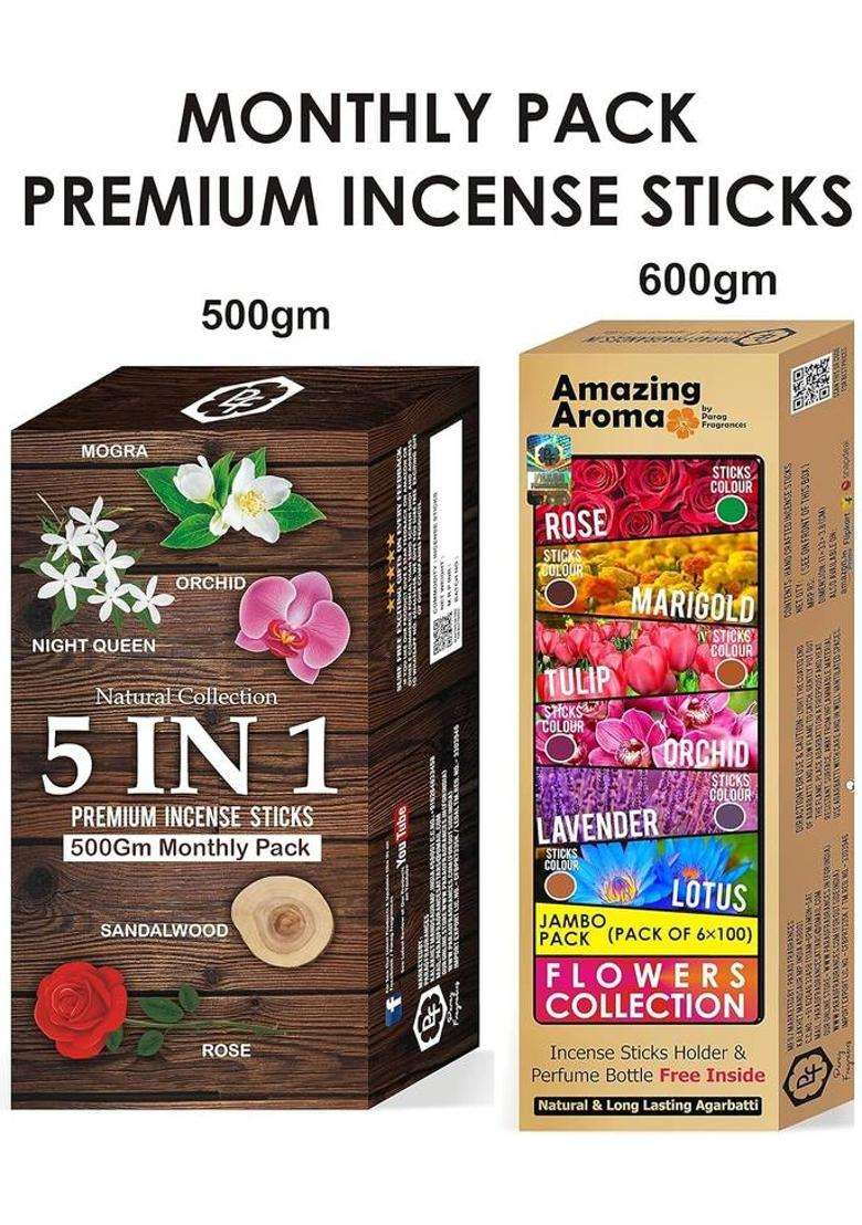 Parag Fragrances 5 In 1 Woody Floral Oriental Fancy Fruity Fragrance Incense Sticks Home (200 G Set Of 1) - Indya