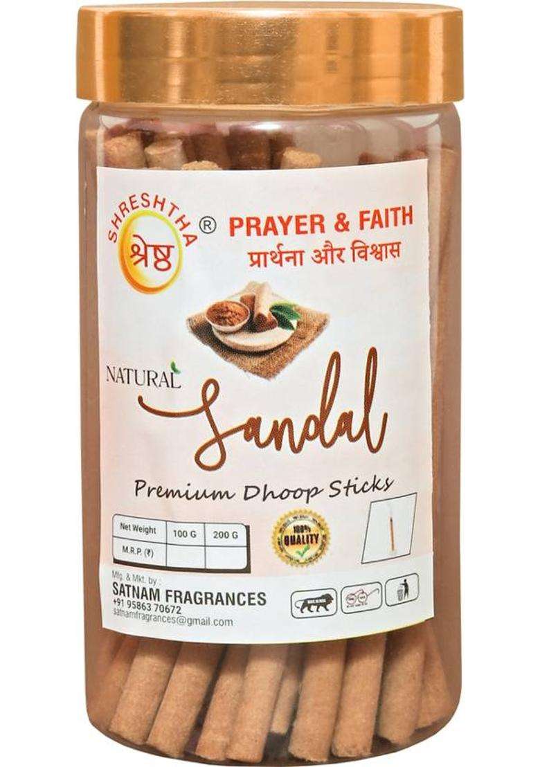 Shreshtha Natural Sandal Dry Dhoop Incense Sticks Agarbatti (100Grams) Chandan Sandalwood (100 G Set Of 1) - Indya