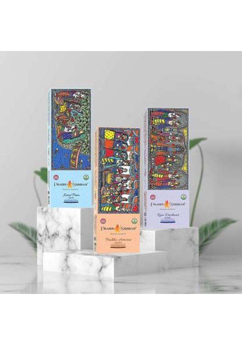 Prabhu Shriram Premium Agarbatti Shripad Ramayana Series Incense Sticks-150 Sticks Pack Of-3 Nature Inspired Fragrance (70 G Set Of 3) - Indya