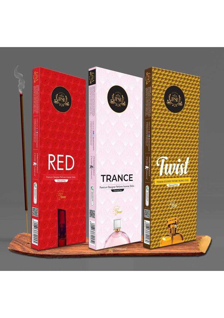 Prabhu Shriram Lifestyle Incense SticksRed Trance & Twist Agarbatti204SticksPack Of-3 Nature Inspired Fragrance (68 Units Set Of 3) - Indya