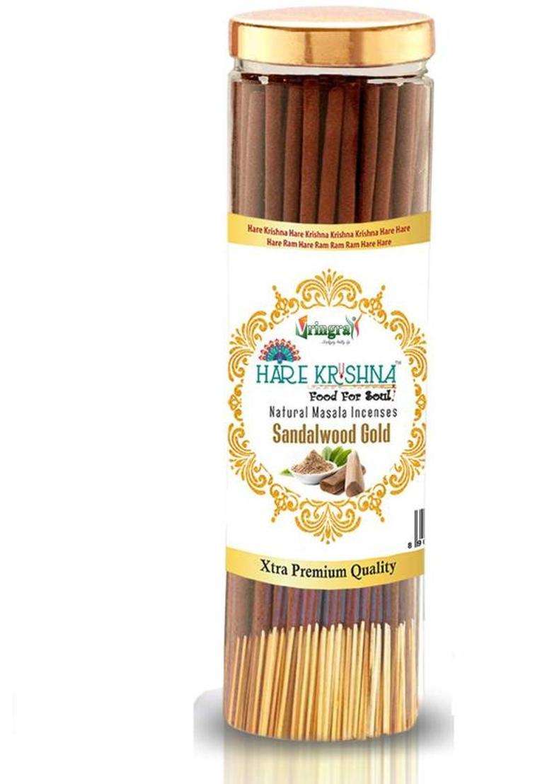 Vringra Hare Krishna Food For Soul Sandalwood Agarbatti - Natural & Chemical Free Masala Insence Sticks (Pack Of 2) (200 Units Set - Indya