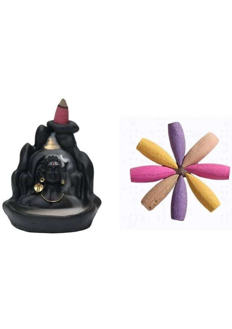Bzilo Adiyogi Shiv Backflow Incense Burner With 30 Cones Best For Gifting M197 N/A (30 Units Set Of 1) - Indya