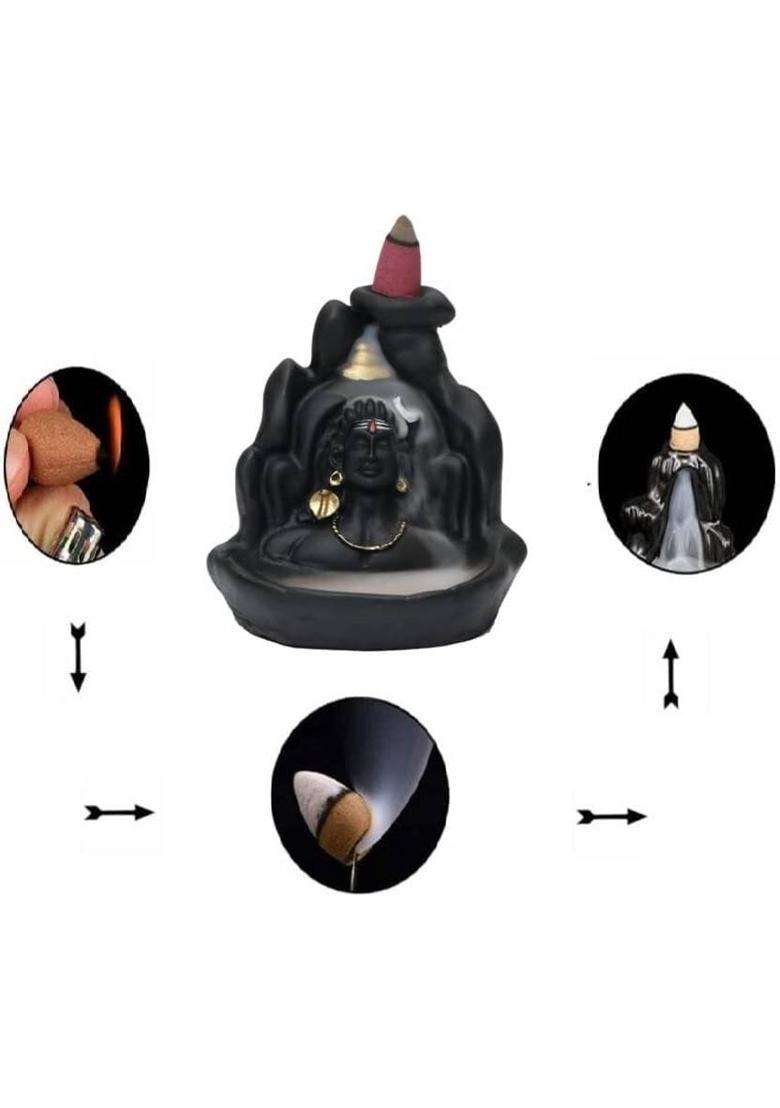 Bzilo Adiyogi Shiv Backflow Incense Burner With 30 Cones Best For Gifting M197 N/A (30 Units Set Of 1) - Indya