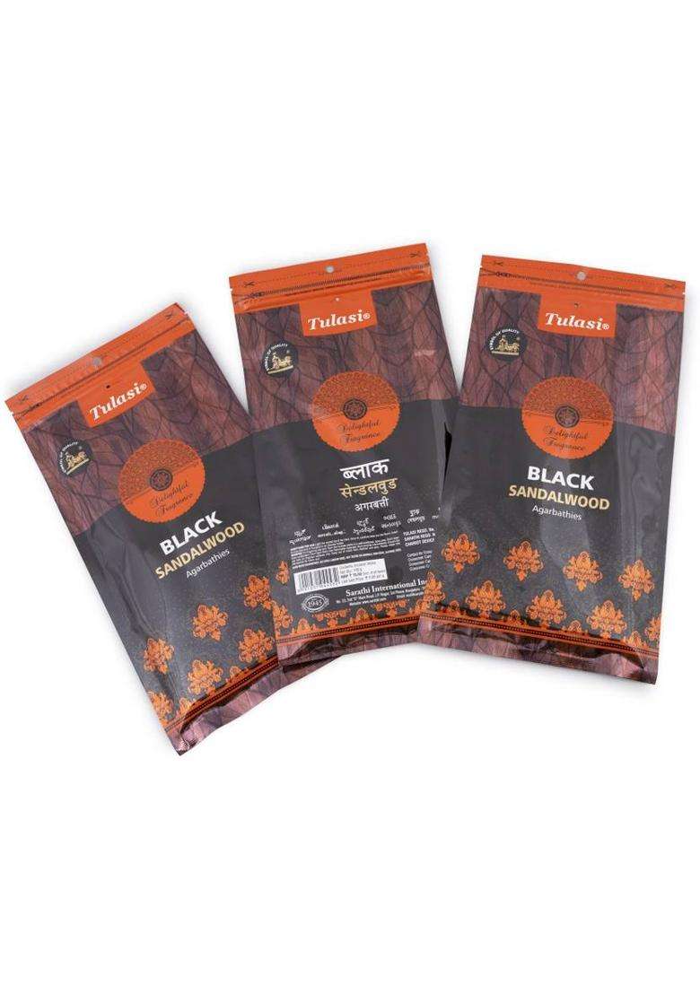 Tulasi Black Sandalwood Agabrathies 110 Gms Pouch (110 G Set Of 6) - Indya