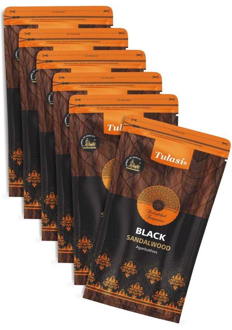 Tulasi Black Sandalwood Agabrathies 110 Gms Pouch (110 G Set Of 6) - Indya