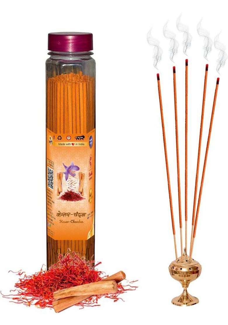 Green Spiritual Rose Agarbatti (Incense Stick) Pack Of 300 Gram Fragrance Panchvati Lavender Kesar Chandan (300 G Set 3) - Indya