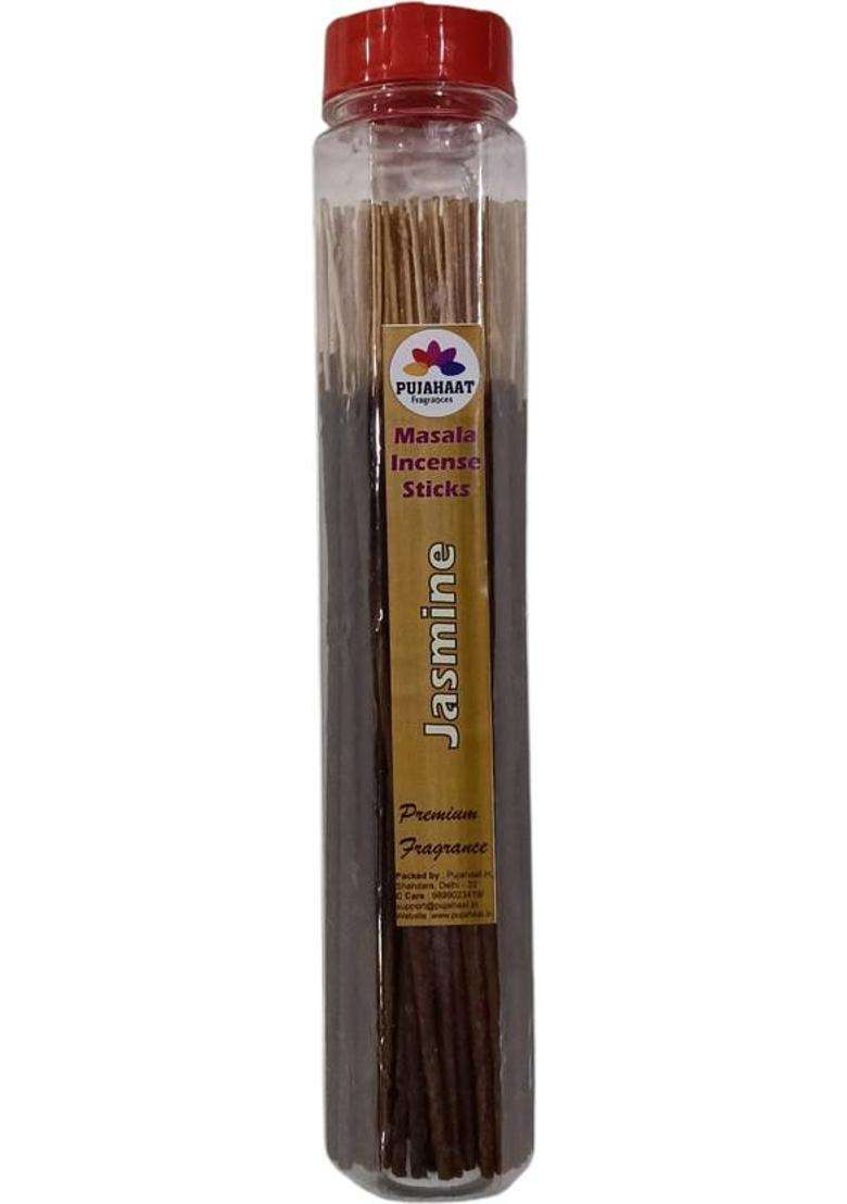 Pujahaat Premium Scented Incense Stick Masala AgarbattiNo Charcoal Sticks 100Gm Jasmine Fragrance (100 G Set Of 1) - Indya