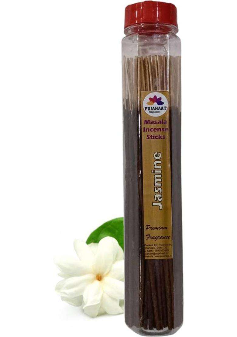 Pujahaat Premium Scented Incense Stick Masala AgarbattiNo Charcoal Sticks 100Gm Jasmine Fragrance (100 G Set Of 1) - Indya