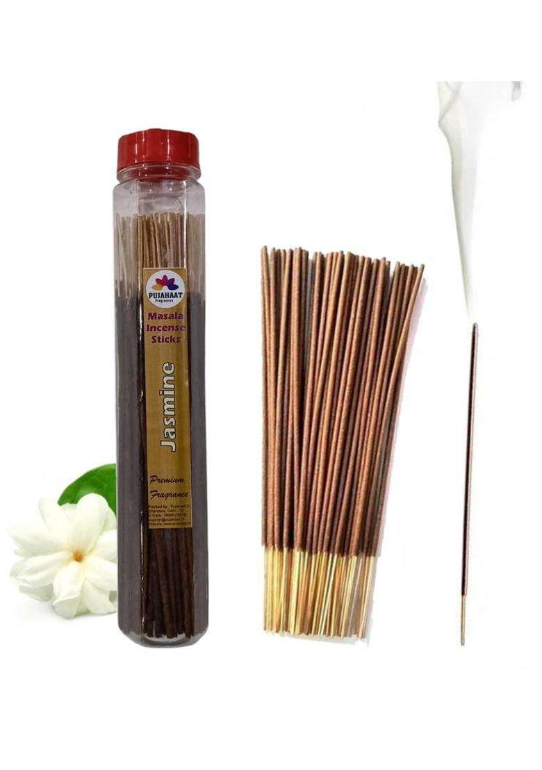 Pujahaat Premium Scented Incense Stick Masala AgarbattiNo Charcoal Sticks 100Gm Jasmine Fragrance (100 G Set Of 1) - Indya