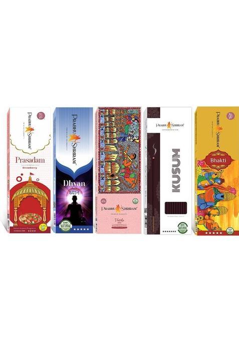 Prabhu Shriram Strawberry-Dhyan-Vatika-Kusum-Bhakti Incense Agarbatti220SticksPhoolfragrances Nature Inspired Fragrance Premium Designer Perfumes (316 G Set Of 5)