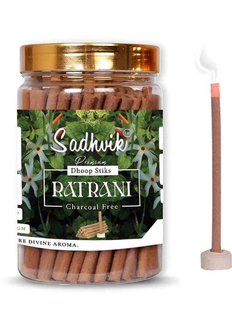 Sadhvik Premium Ratrani Dry Dhoop Incense Sticks Agarbatti 100Gms (100 G Set Of 1) - Indya
