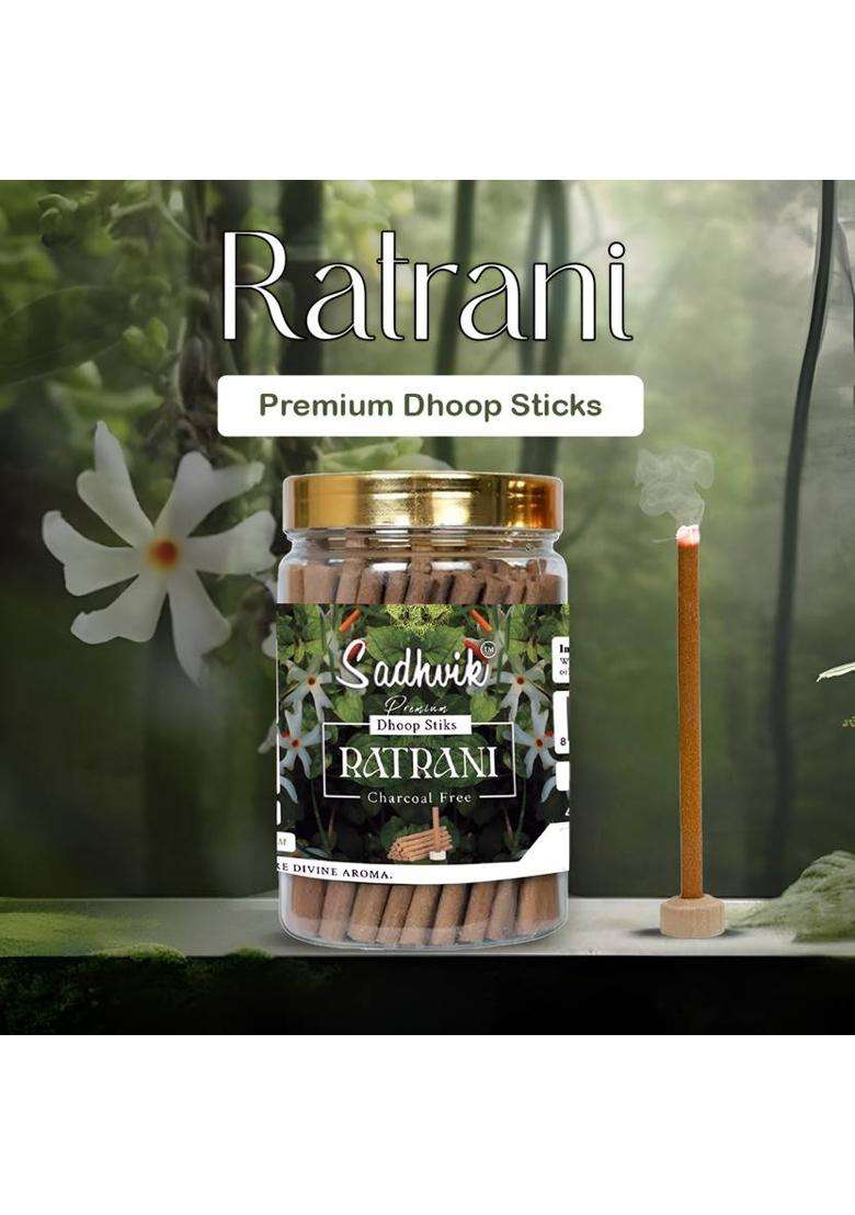 Sadhvik Premium Ratrani Dry Dhoop Incense Sticks Agarbatti 100Gms (100 G Set Of 1) - Indya