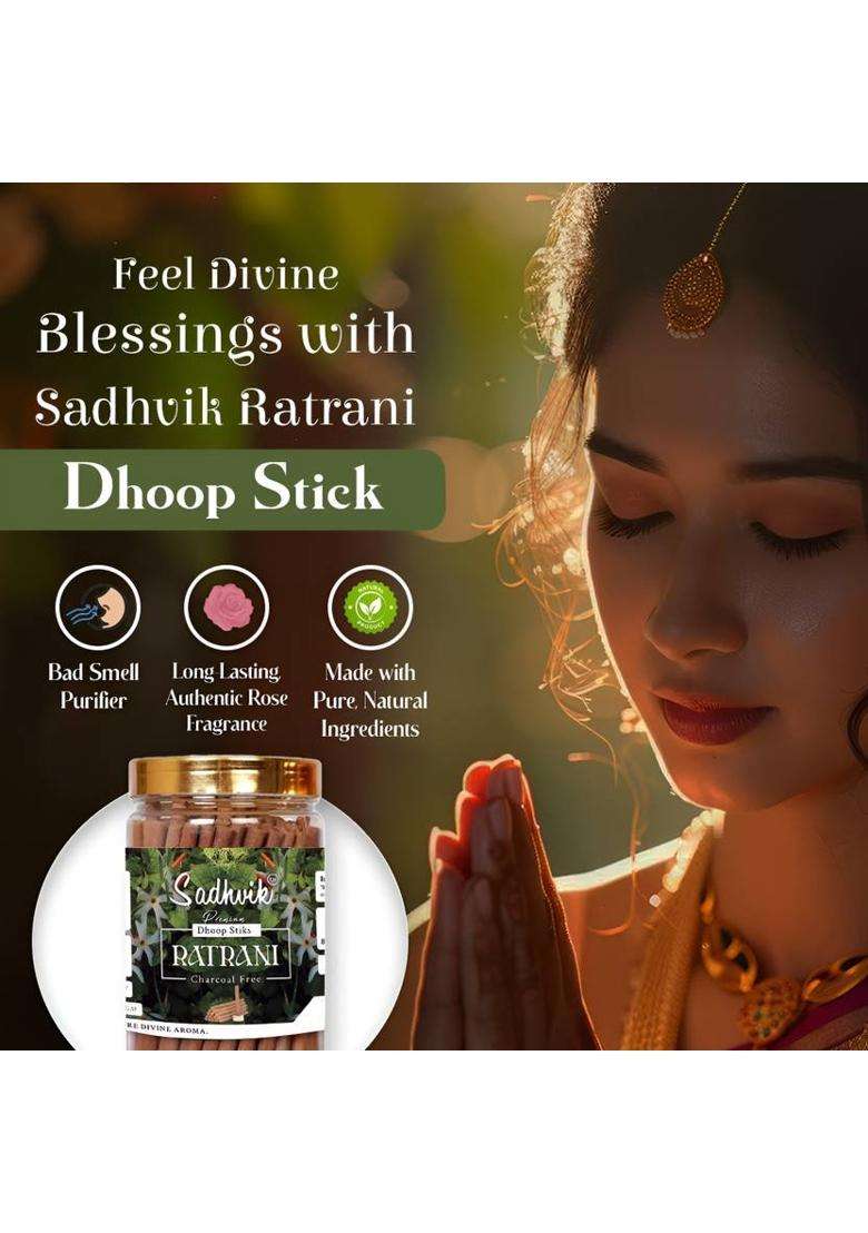 Sadhvik Premium Ratrani Dry Dhoop Incense Sticks Agarbatti 100Gms (100 G Set Of 1) - Indya