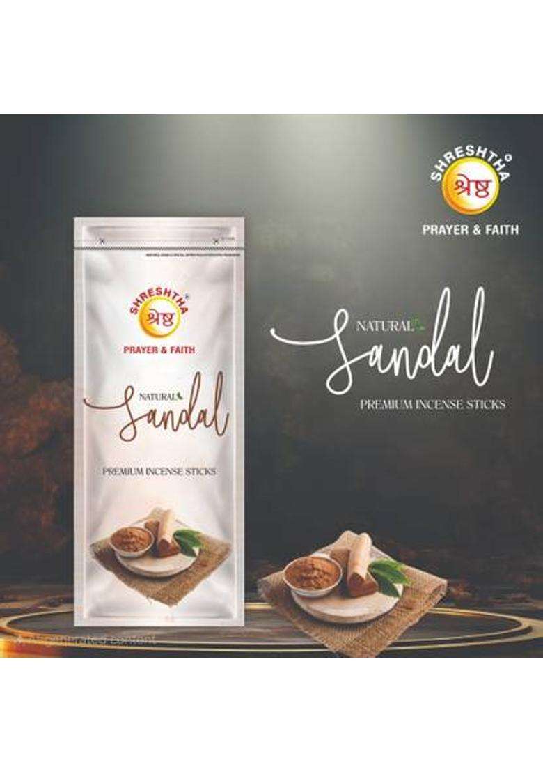 Shreshtha Natural Luxury Sandal Incense Sticks Agarbatti (110Gms) Chandan (110 G Set Of 1) - Indya