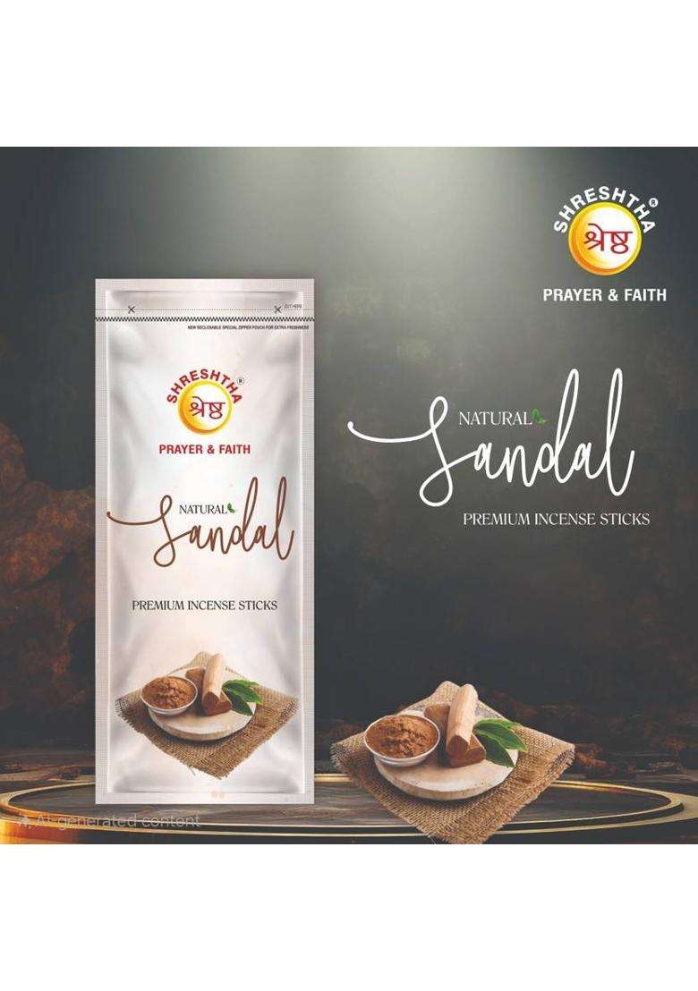 Shreshtha Natural Luxury Sandal Incense Sticks Agarbatti (110Gms) Chandan (110 G Set Of 1) - Indya