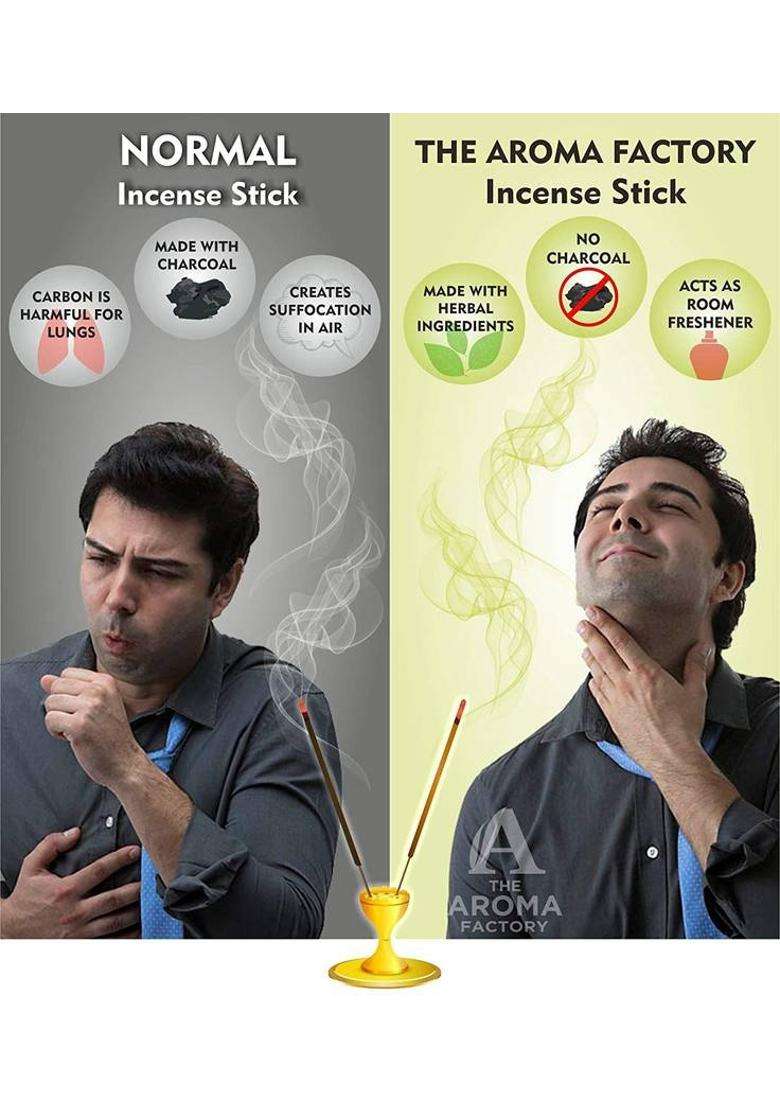 The Aroma Factory Kesar Chandan 3 In 1 Attar Jannat Patchouli & Fresh Active Incense Stick Agarbatti (Zero Charcoal 100% Herbal) Bottle Pack Of 5 X 100 Chandan (100 Units Set 5) - Indya