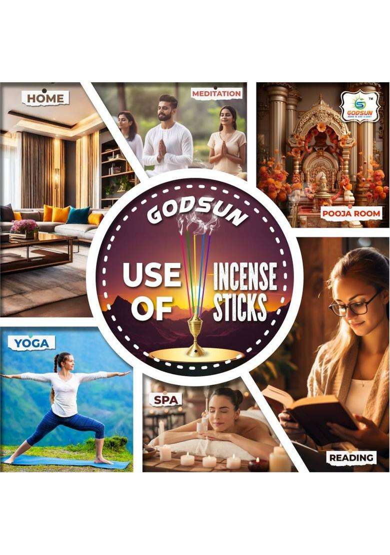 Godsun Premium Lavender Balaji Gajanan Sandhya Jay Shree Ram Agarbatti Jar (400Gms) 0% Charcoal 5 Different Fragrances Incense Sticks (225 Units Set Of 1) - Indya