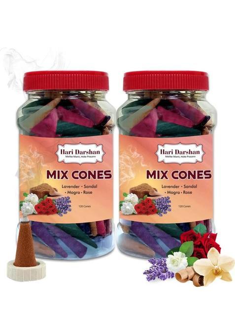 Hari Darshan Mix Dry Dhoop Cones-Lavender Rose Sandal Mogra (Pack Of 2120 Cones Each) Woody 2)
