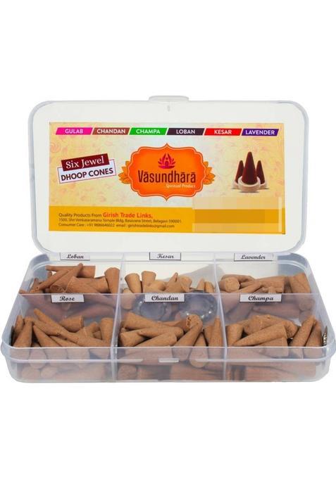 Vasundhara Dhoop Cones Best For Puja & Meditation100 %Organic Incense ConesPack Of 6 Guggul Lavender Rose Sandal Floral Nag Champa (Pack 6)