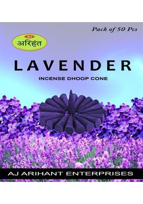 Aj Arihant Lavender Dhoop Cones - Pack Of 50 Incense Scented Cone Lavender, Floral (Pack 50)