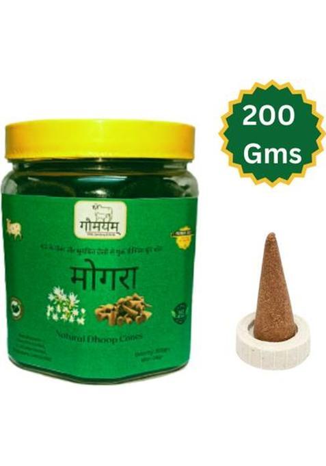 Gaumayam Mogra Dhoop Cones For Pooja 200 Gm Cone Jar With Stand Incense Dhup Batti Jasmine