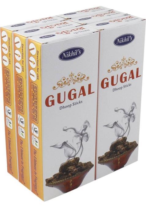 Nikhil Gugal Dhoop Sticks Pack Of 6 (Each Contains 20 Stick, Total 120 Stick And Holder) Guggul (Pack 6)
