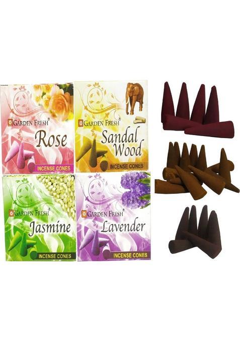 Gardenfresh Box Pack Of 4 (40 Gram Cones Each Box) Multi-Fragrance Dry Dhoop Premium Sandal (Pack 4)