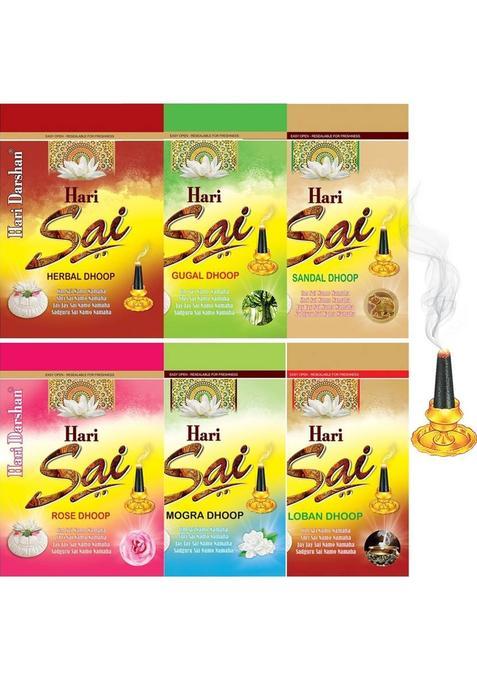 Hari Darshan Sai Collection Dhoop | Sandal Rose Mogra Gugal Loban Herbal| Pack Of 6 Floral (Pack 6)