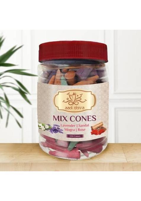 Aadi Shiva Dry Dhoop Cones Mix -100 Lavender Rose Sandal Pack Of 1- 100 Jasmine Lavender Sandal Rose Lime
