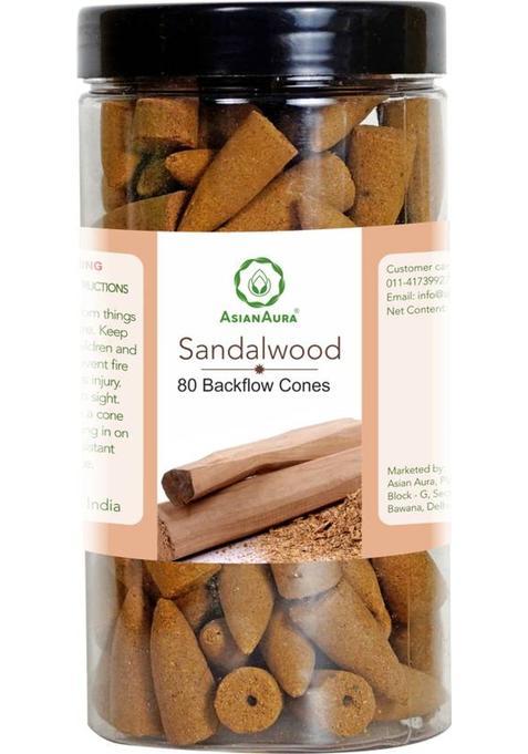 Asian Aura 80 Backflow Cones Sandal Dhoop (Pack Of 80)