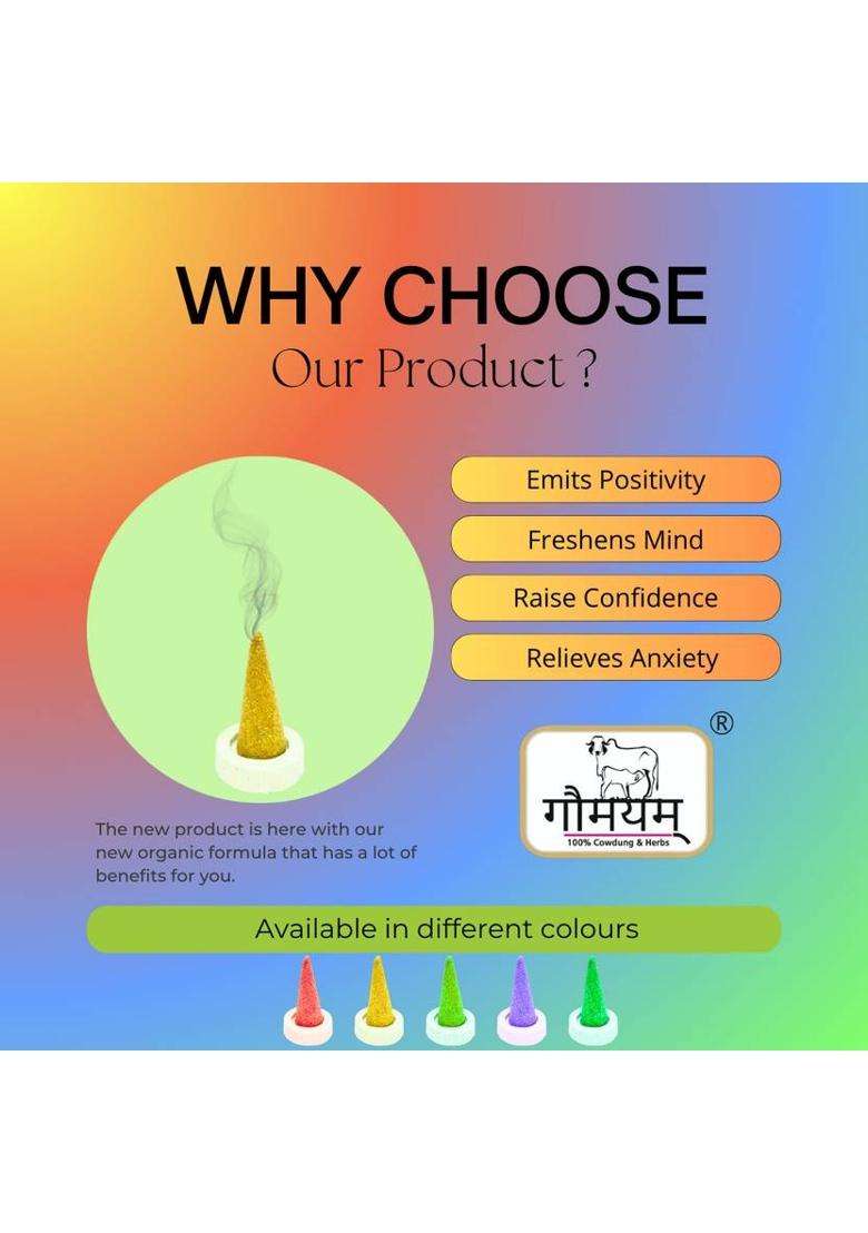 Gaumayam Gulab-Chandan Colour Dhoop Cone Combo 200Gm Jar Withstand Incense Dhupbatti Rose Sandal - Indya