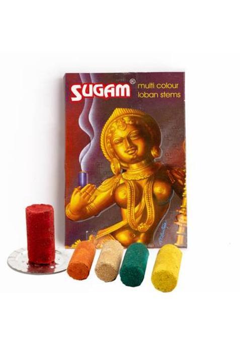 Gt Sugam Multi Colour With Pure Almond Drops Fragrance Aromatic And Therapeutic Guggul Dhoop (Pack Of 12)