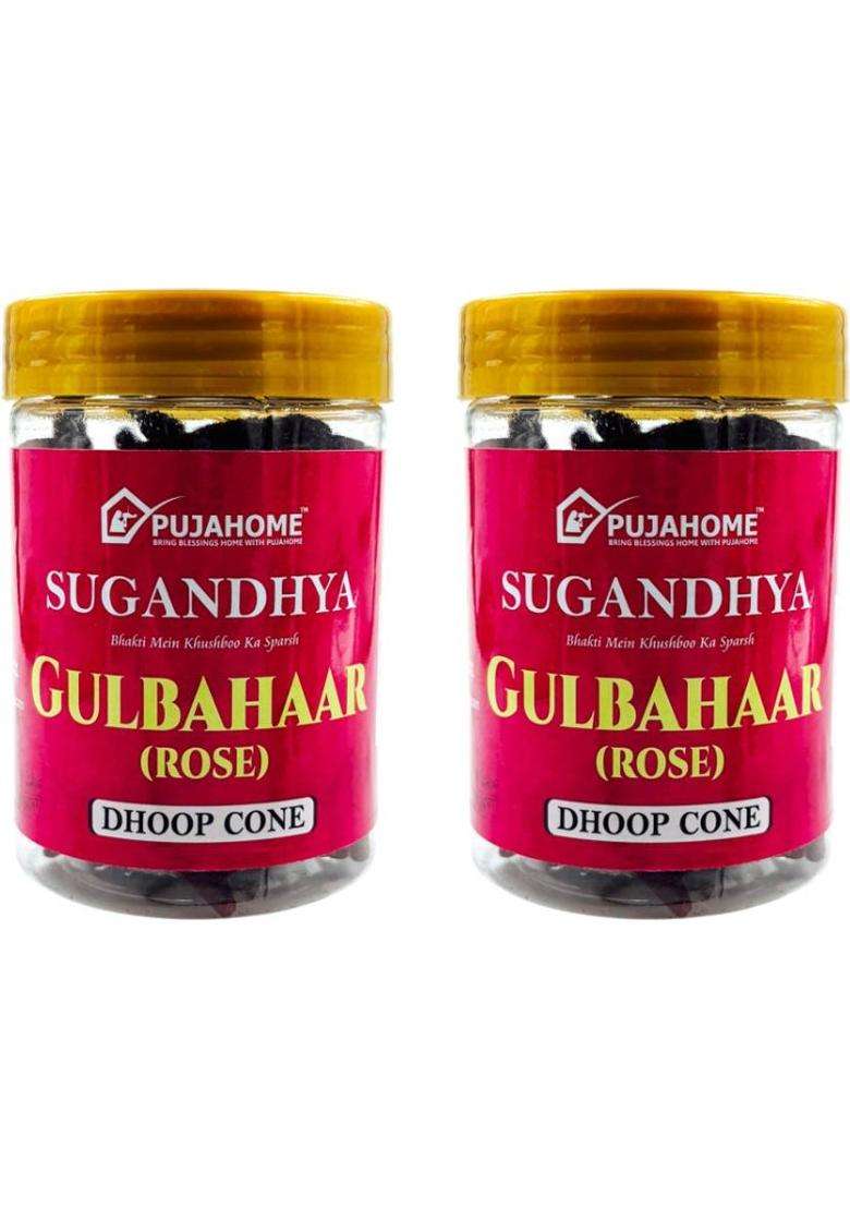Pujahome Rose Dhoop Cones - Premium And Organic Rose 100 Gram Pack Of 2 (Pack 2) - Indya