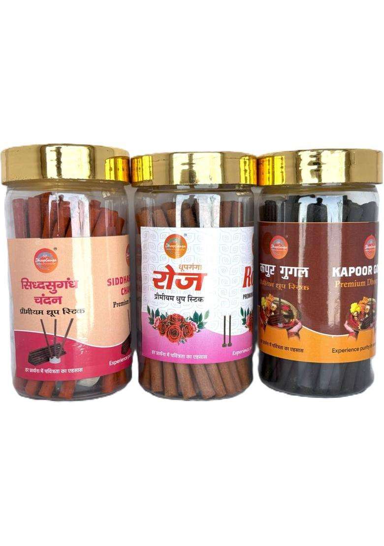 Dhoopganga 6 In 1 Premium Dhoop Sticks 100 Gm Each Ideal For Pooja & Meditation Rose Guggul Sandal Frankincense (Pack Of 6) - Indya