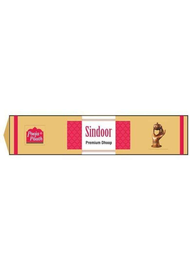 Poojapaath Natural Fragrance Premium Sindoor Drystick Dhoop & Incense Sticks For Puja (Pack Of 6) - Indya