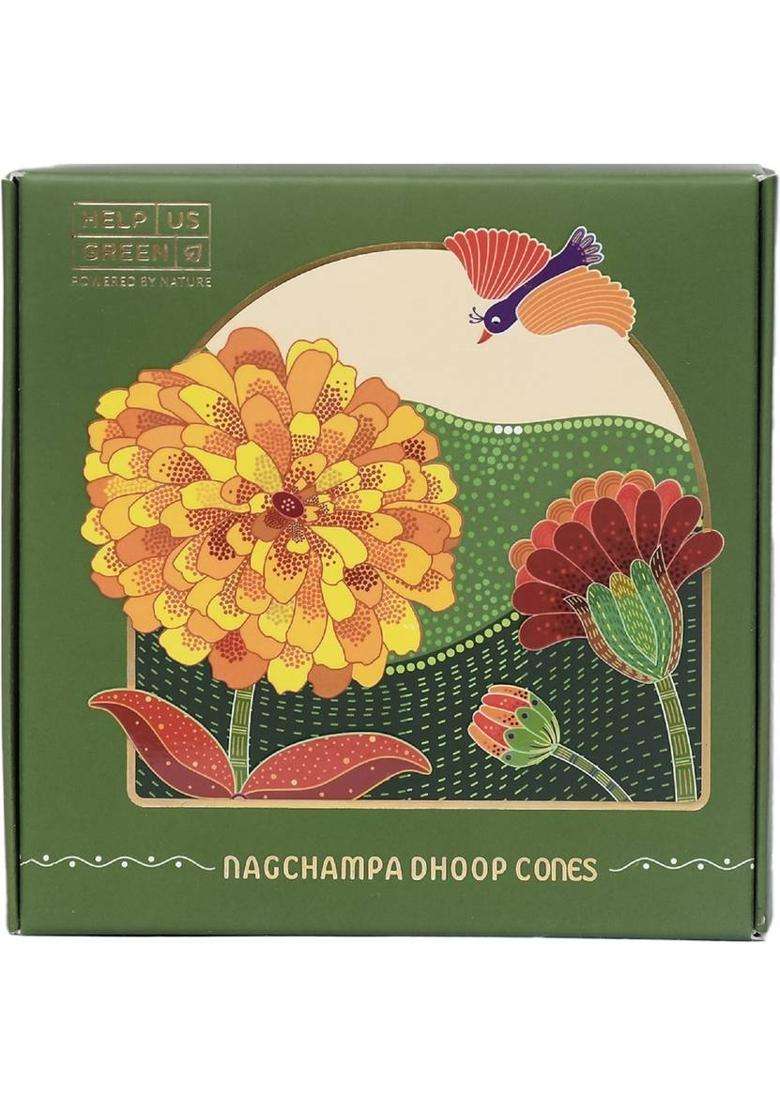 Help Us Green Natural Dhoop Cones Nagchampa Fragrance - 80 (Pack Of 2) - Indya