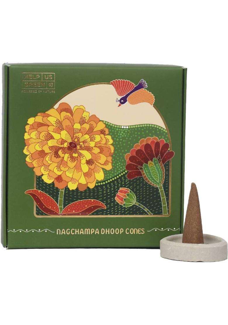 Help Us Green Natural Dhoop Cones Nagchampa Fragrance - 80 (Pack Of 2) - Indya