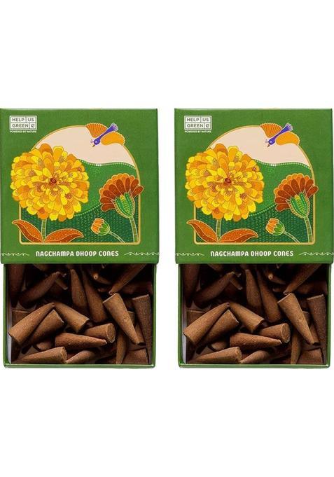 Help Us Green Natural Dhoop Cones Nagchampa Fragrance - 80 (Pack Of 2)