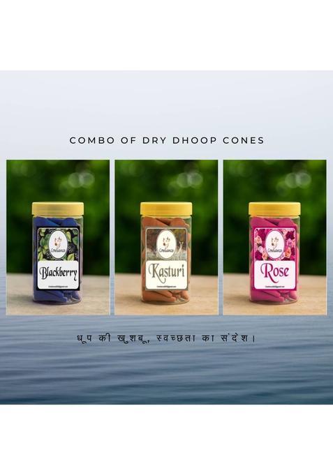 Cowliance Herbal Dhoop Cones For Daily Puja And Relaxation Divine Fragrance Rose Lime Musk (Pack Of 3)